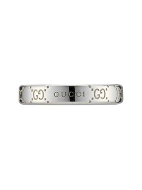 Gucci Polished Silver GG Logo Men's Band